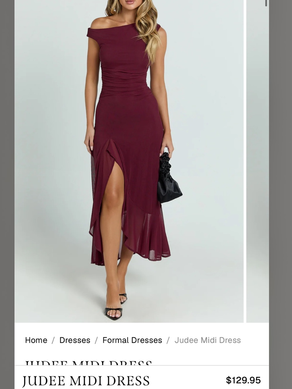 Showpo Burgundy One-Shoulder Midi Dress xs